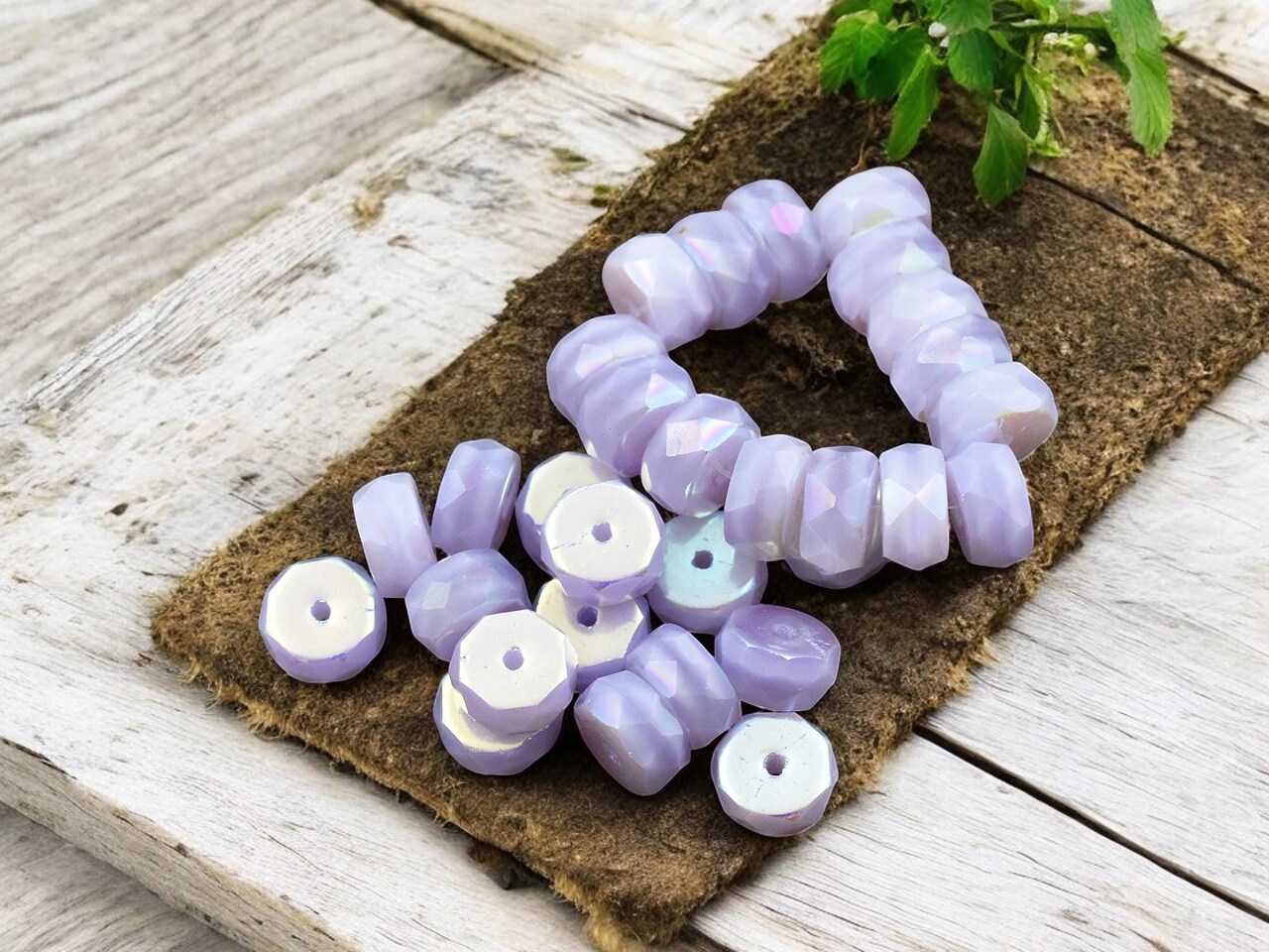 *15* 4x6mm Thistle Silk AB Fire Polished Rondelle Heishi Beads